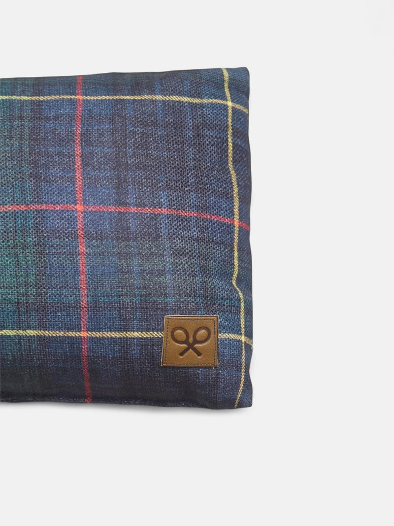 Coussin rectangulaire à carreaux tartan vert