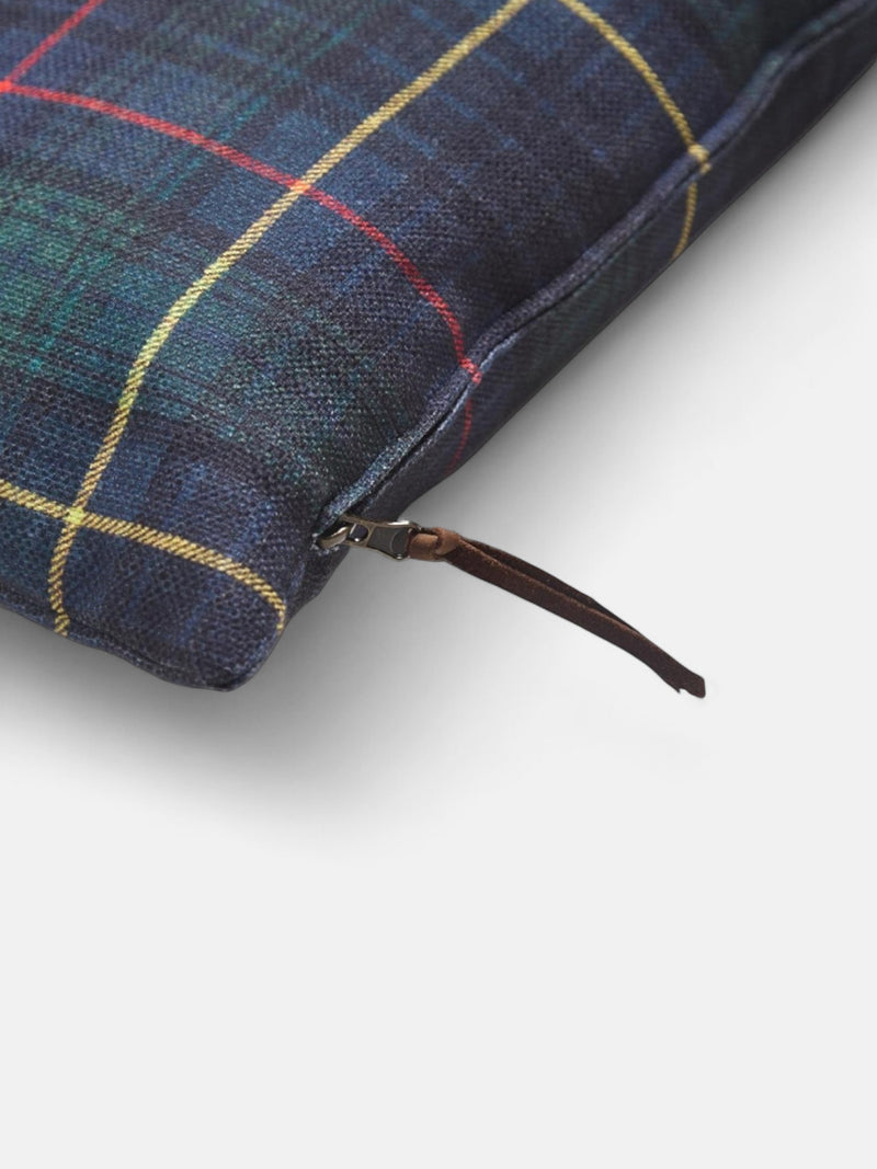 Coussin rectangulaire à carreaux tartan vert