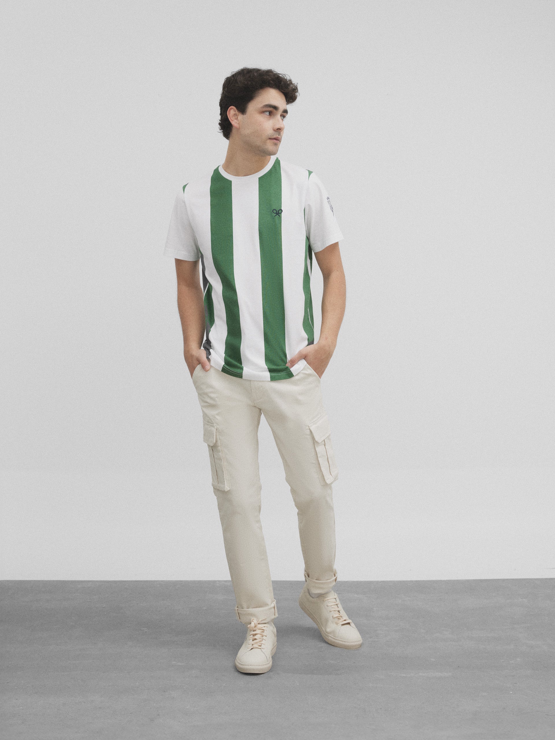 T-shirt rétro silbon blanc et vert