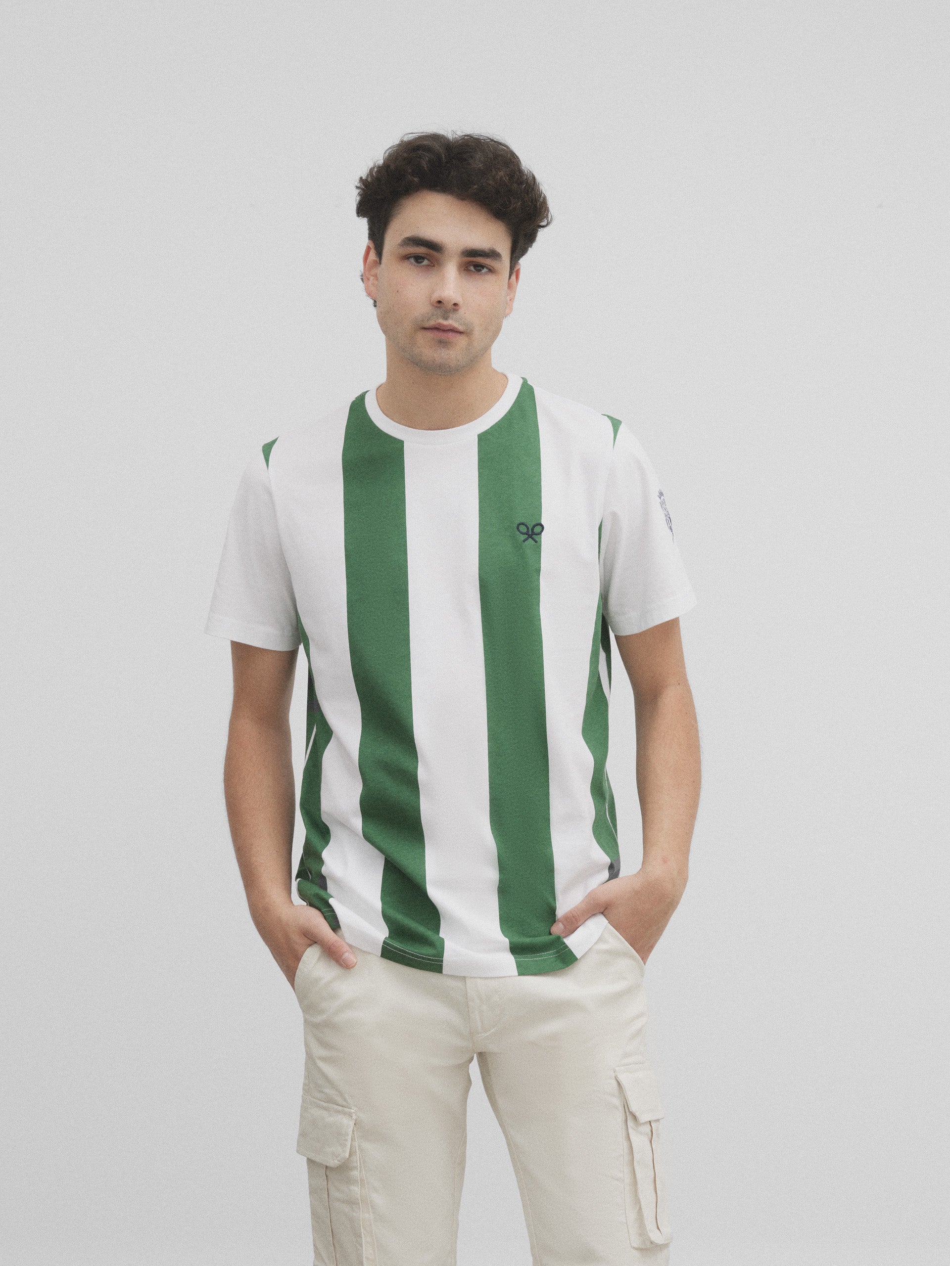 T-shirt rétro silbon blanc et vert