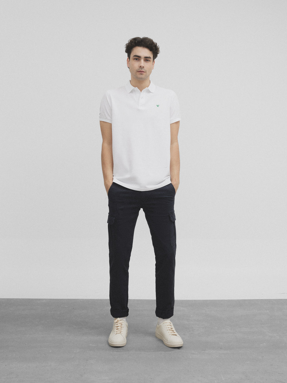 Polo raquete branco e verde