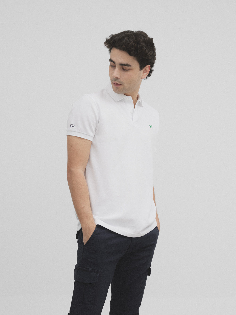 Polo raquete branco e verde