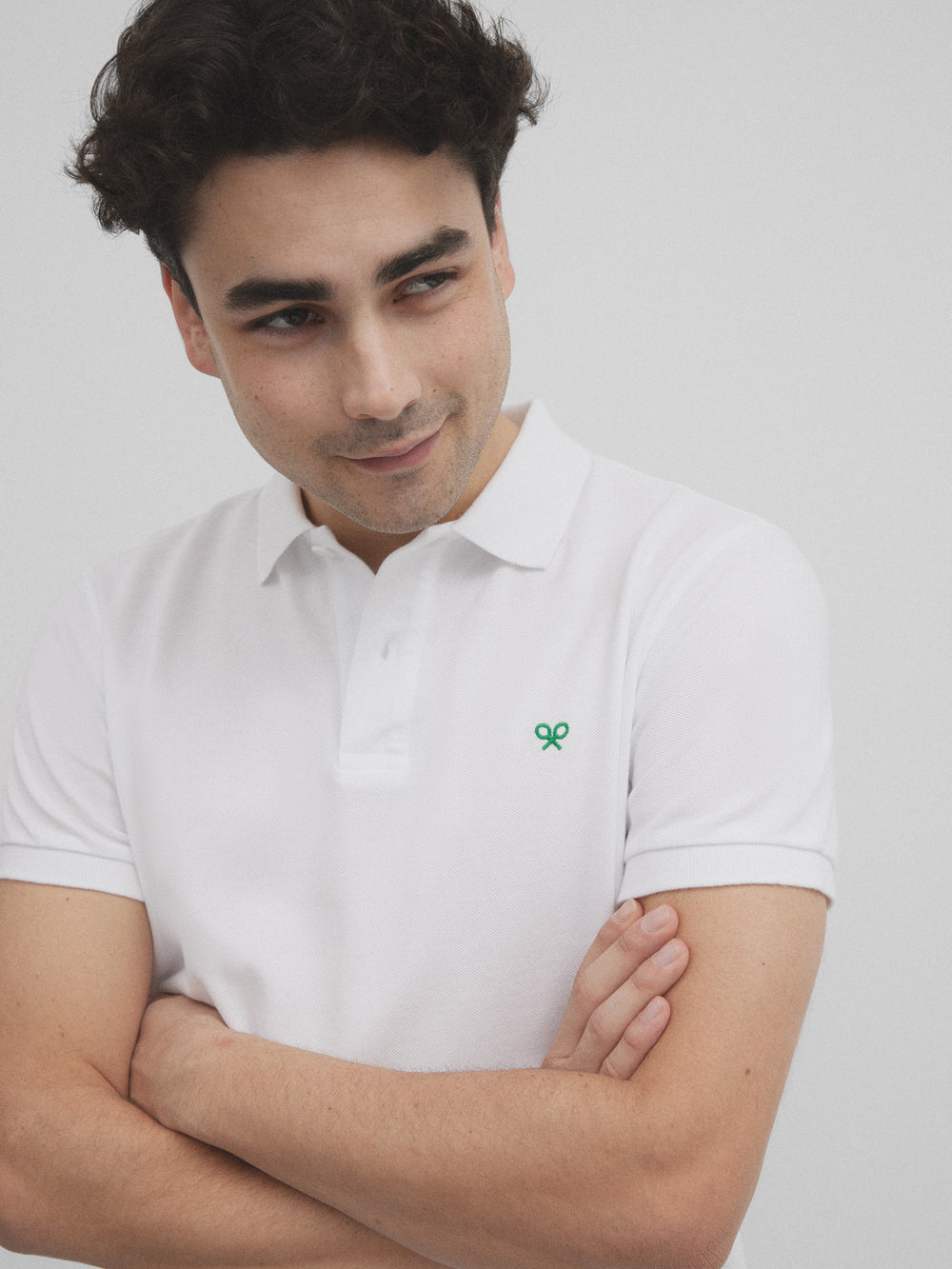 Polo raquete branco e verde