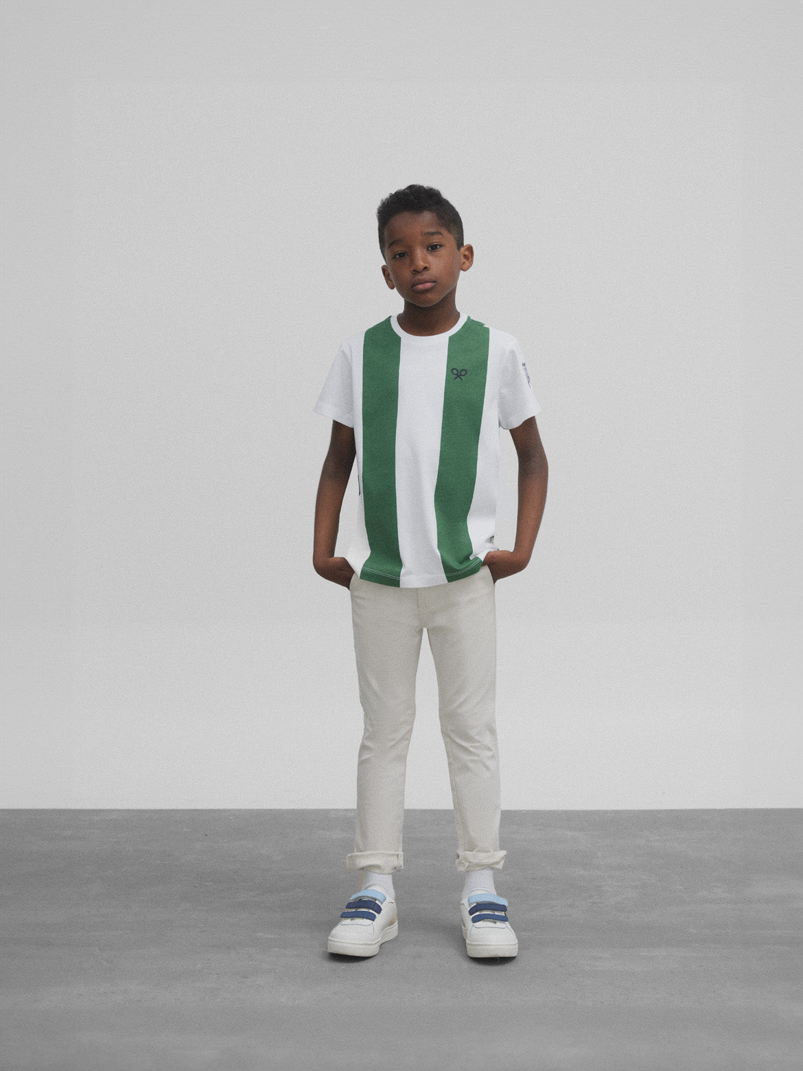 T-shirt enfant rétro blanc et vert silbon blanc