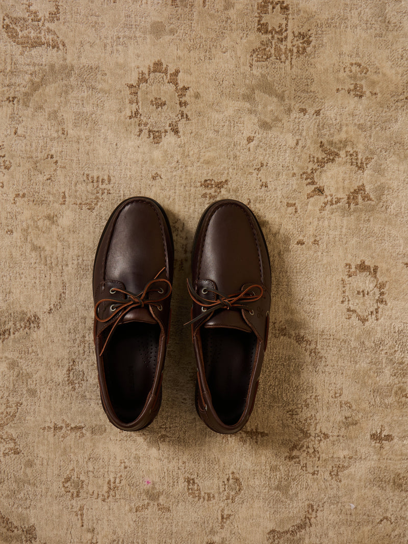 Dark brown fine leather boat shoe