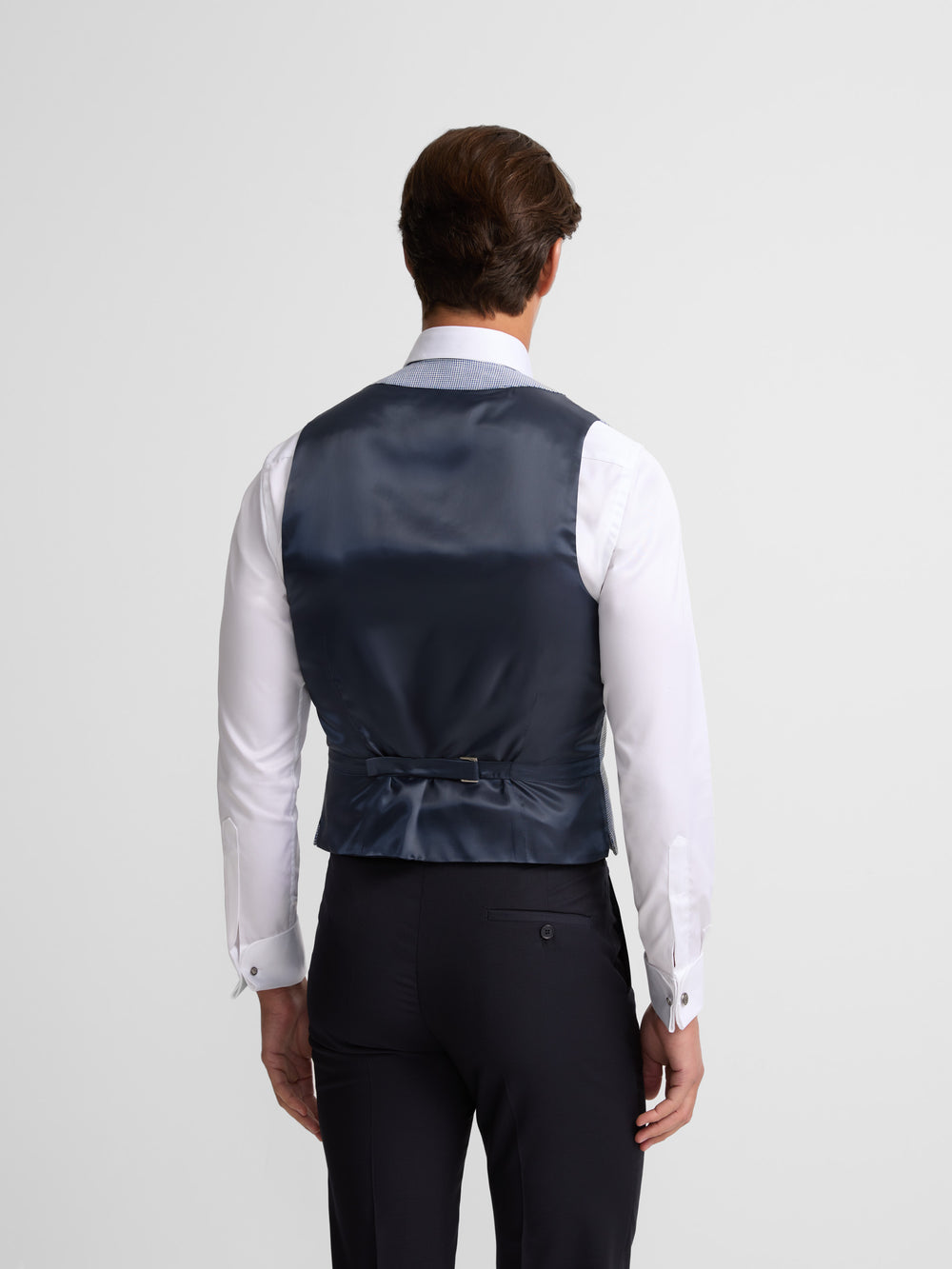 Chaleco chaque cuello redondo pata de gallo azul