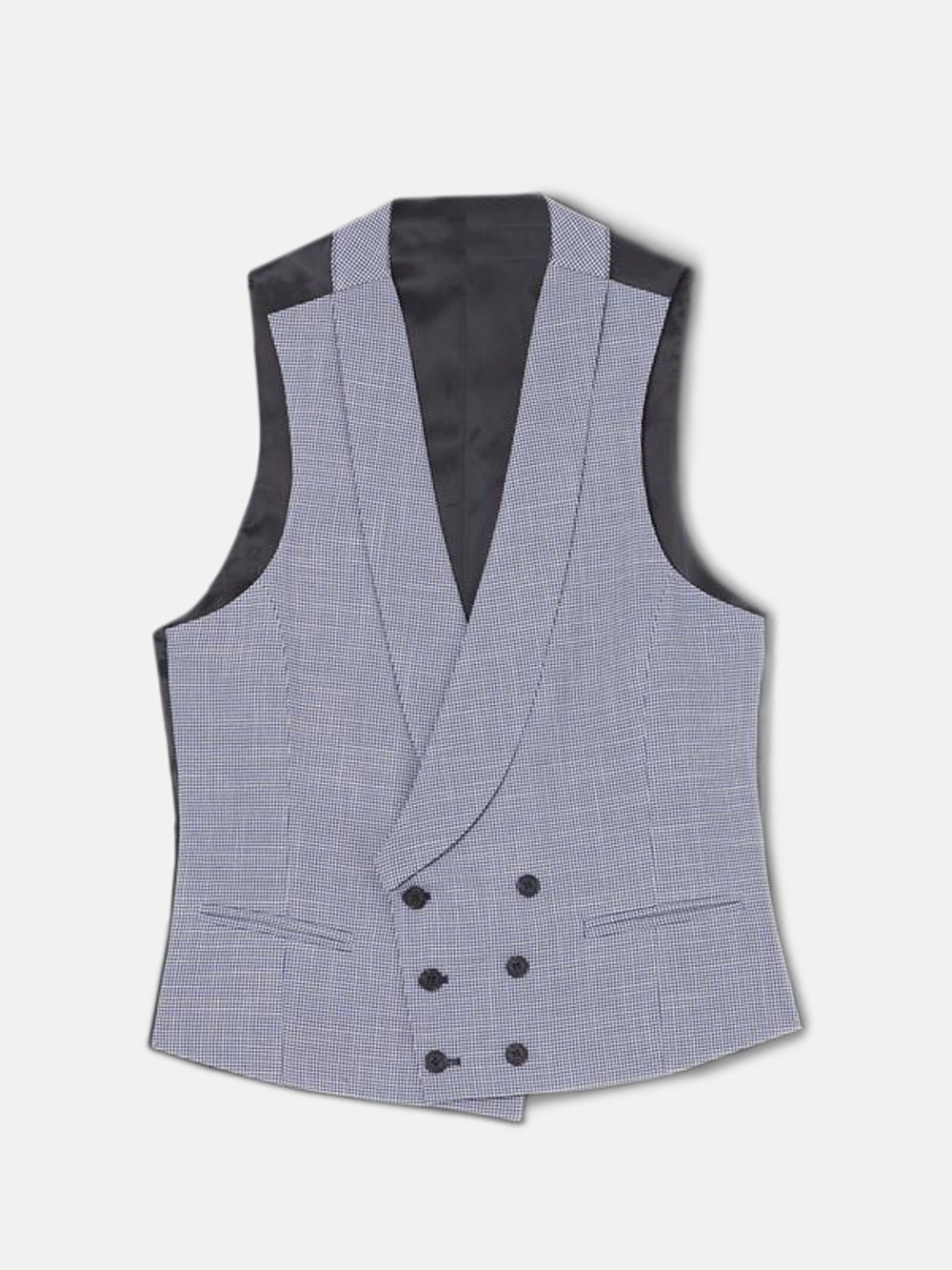 Chaleco chaque cuello redondo pata de gallo azul