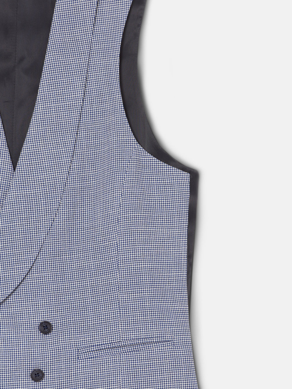 Chaleco chaque cuello redondo pata de gallo azul