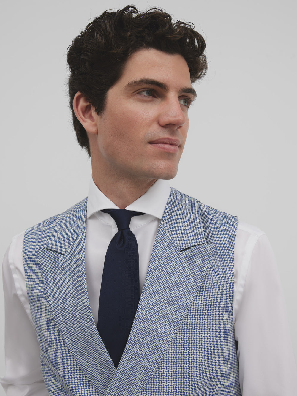 Chaleco chaque clasico pata de gallo azul