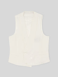 Chaleco chaque cuello redondo blanco roto