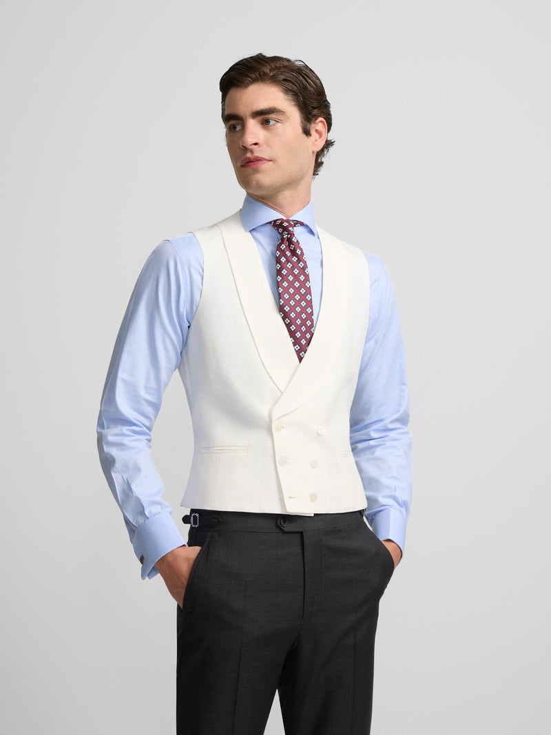 Gilet chaque col rond blanc cassé
