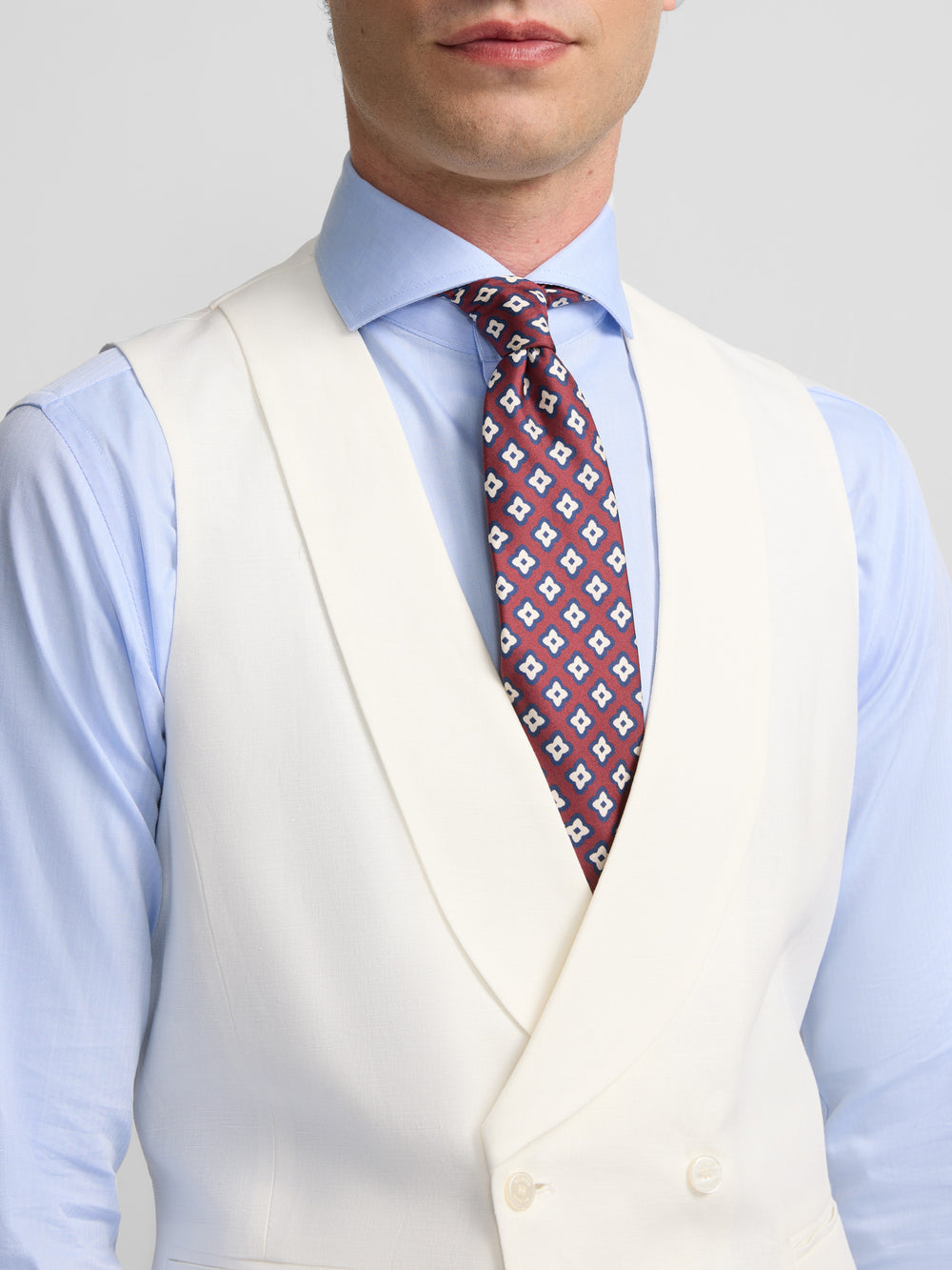 Chaleco chaque cuello redondo blanco roto