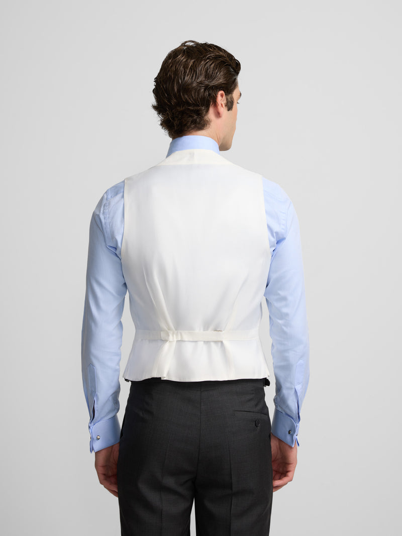 Gilet chaque col rond blanc cassé