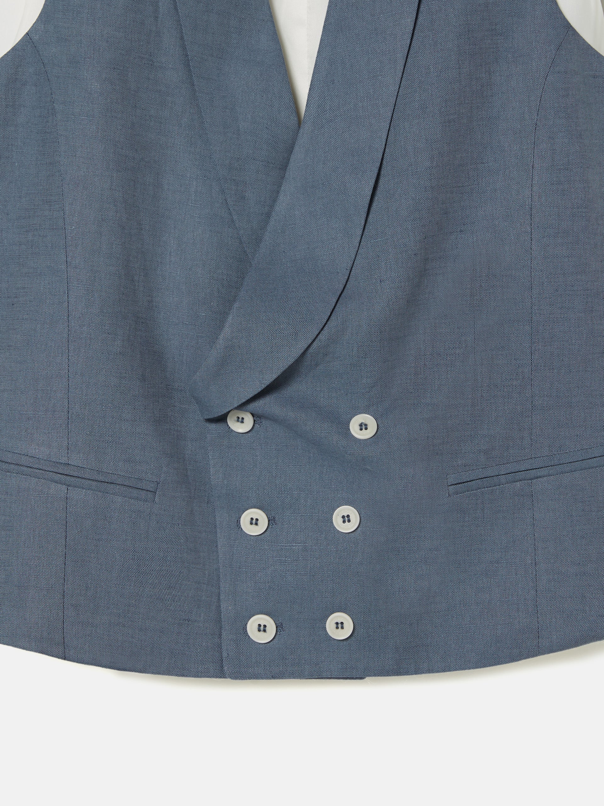 Slate blue round neck waistcoat