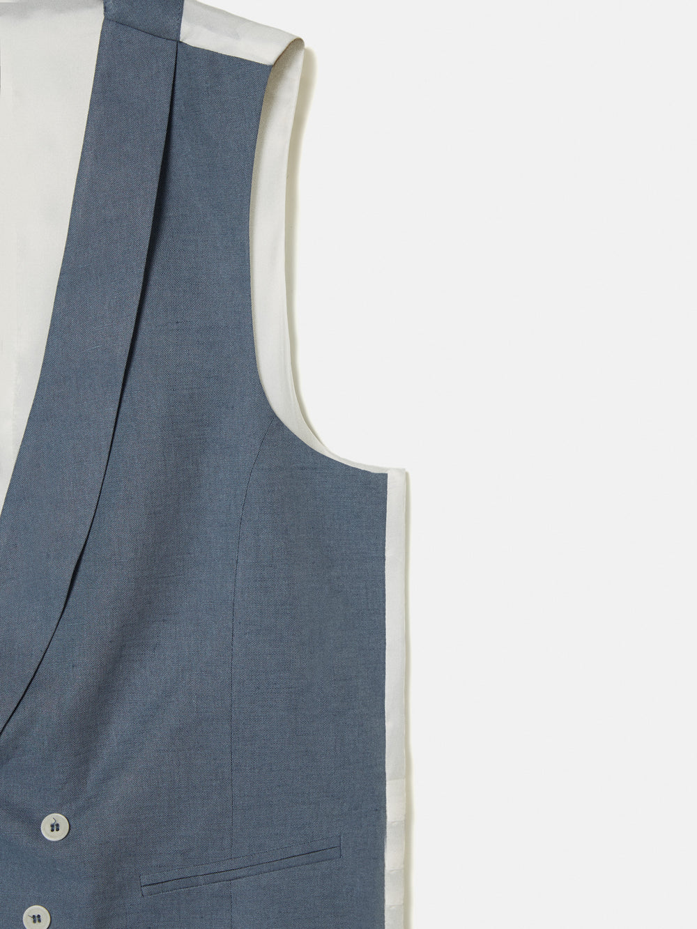 Colete chaque com gola redonda azul ardósia