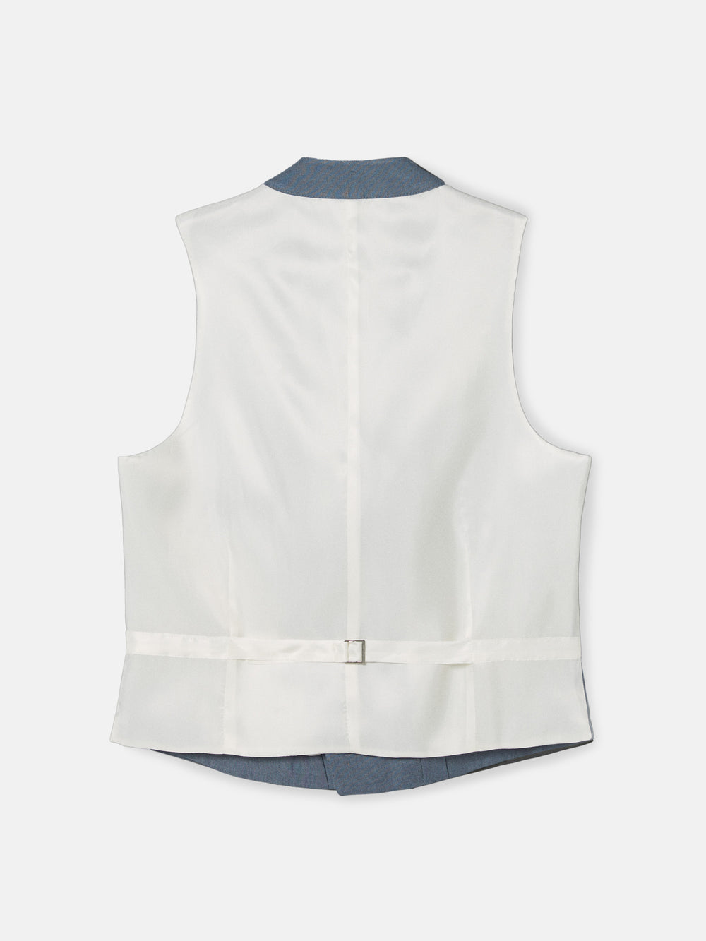 Colete chaque com gola redonda azul ardósia