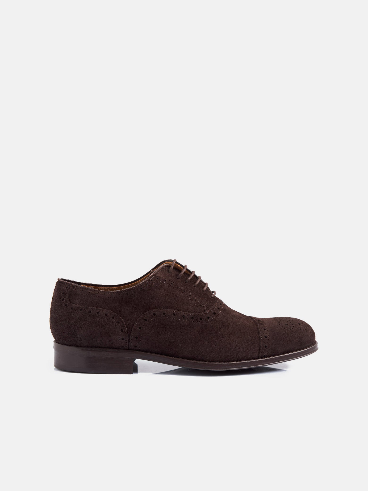 Classic brown perforated suede shoe