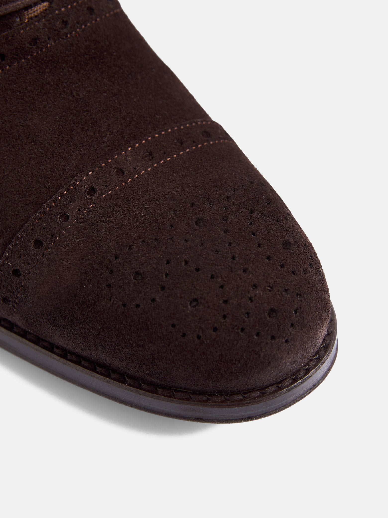 Classic brown perforated suede shoe