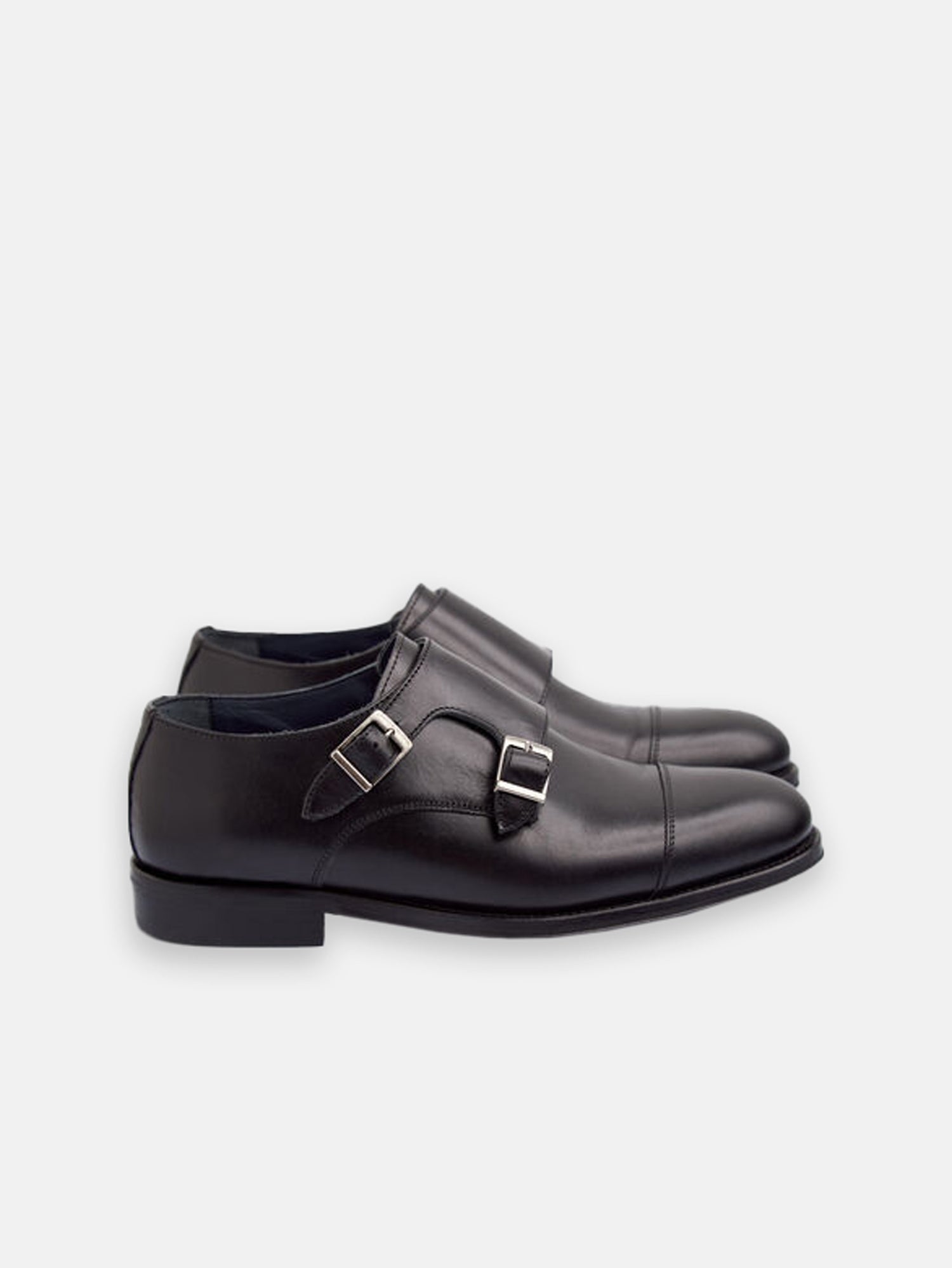 Black leather monkstrap dress shoe
