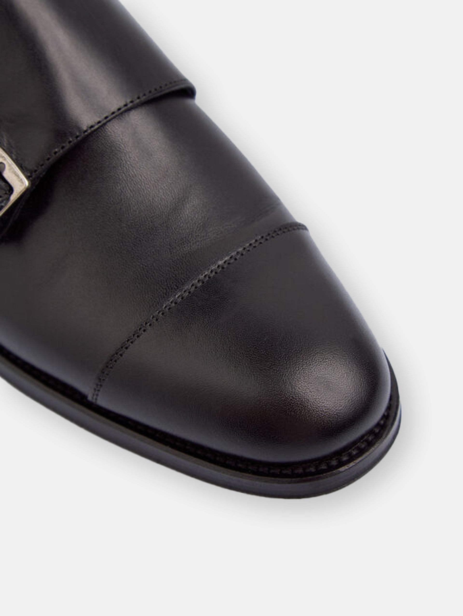 Black leather monkstrap dress shoe