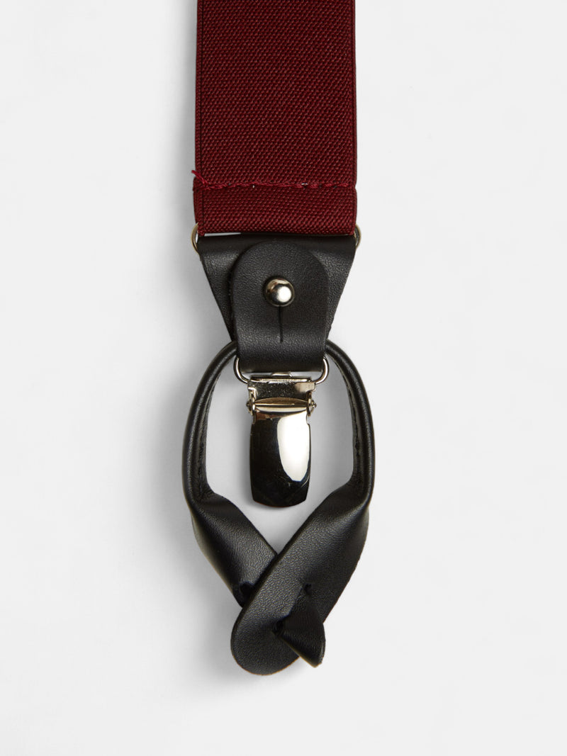 Plain burgundy Silbon suspenders