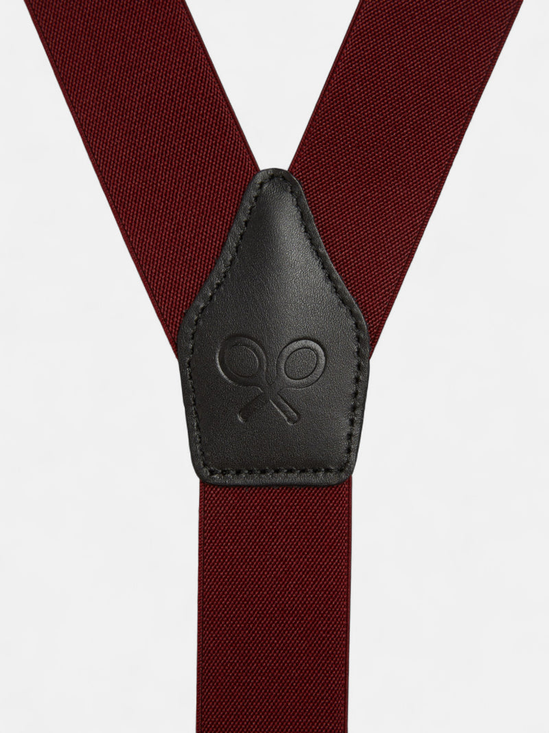Plain burgundy Silbon suspenders