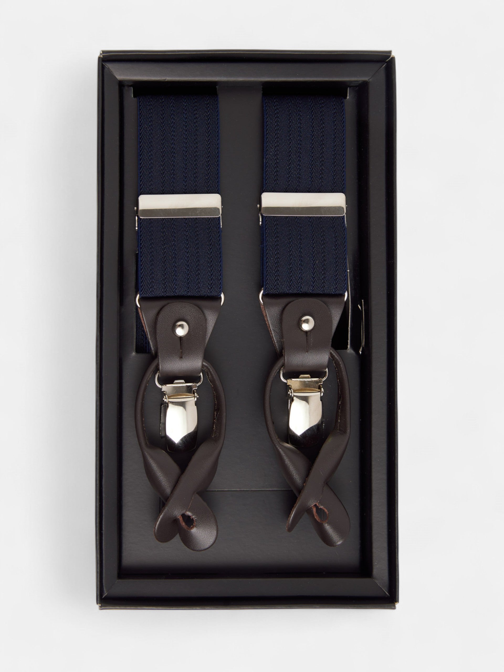 Bretelles Silbon bleu marine à chevrons