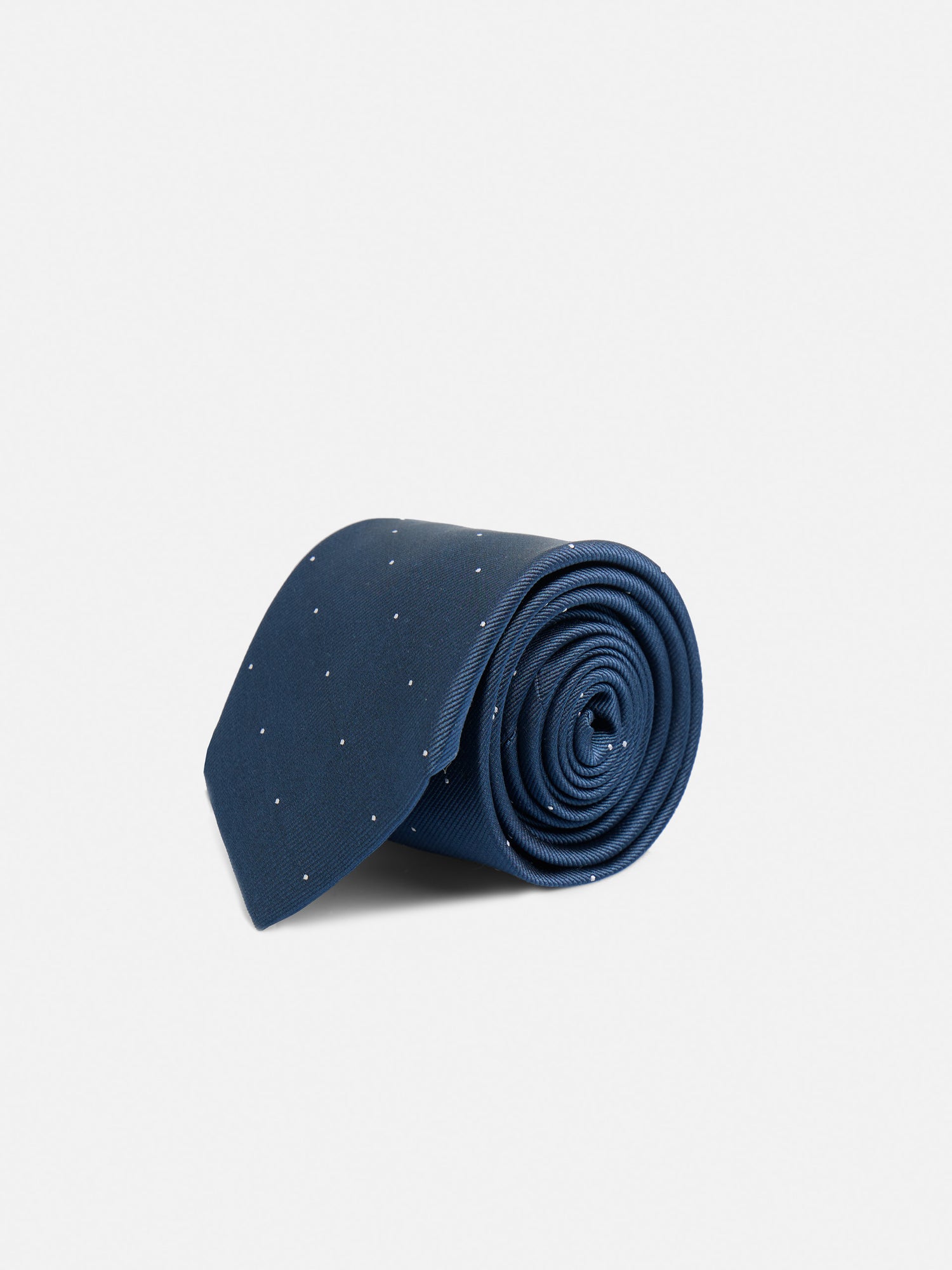 Corbata silbon mini puntos azul marino