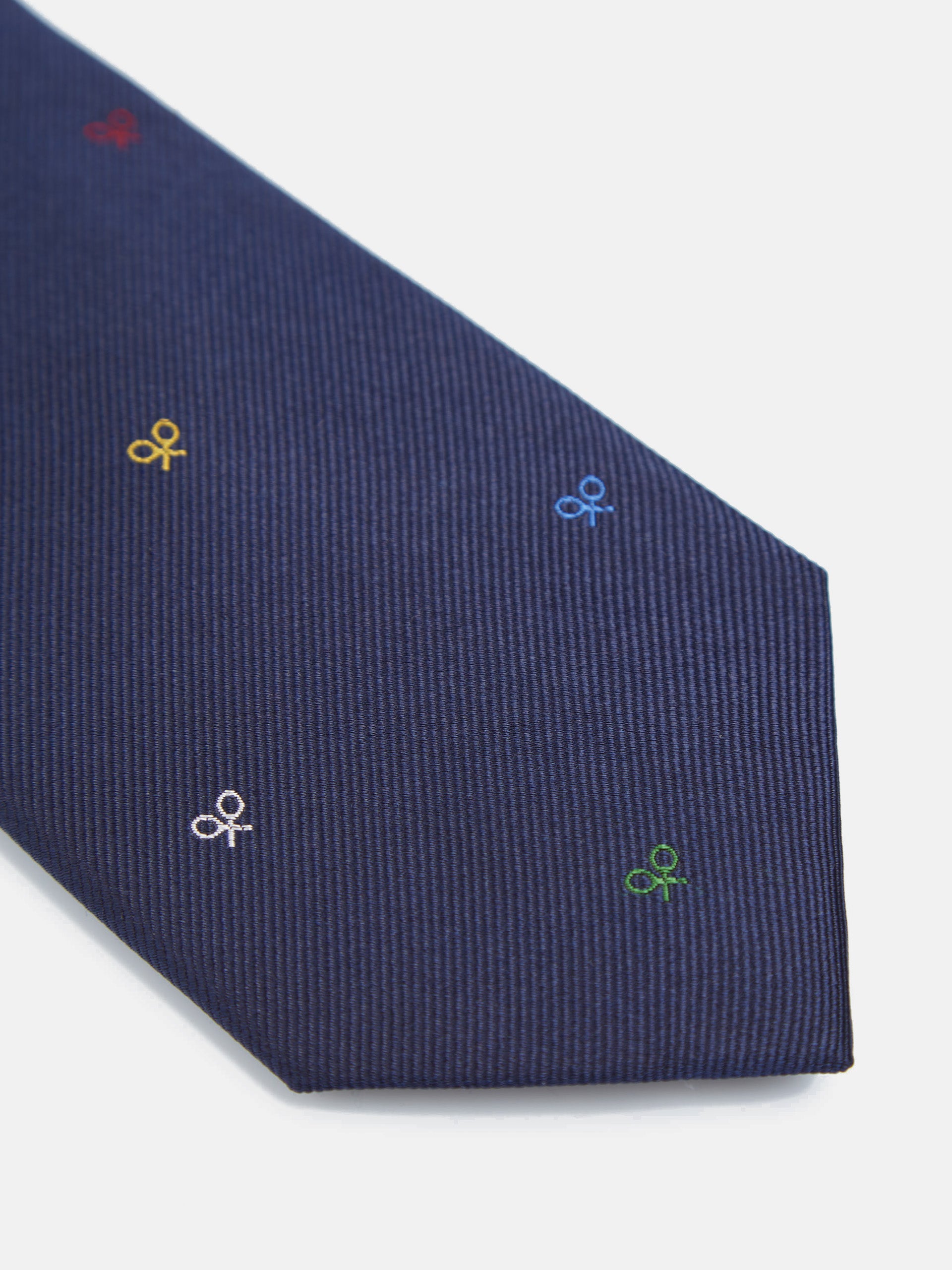 Silbon tie with multicolored racket motifs