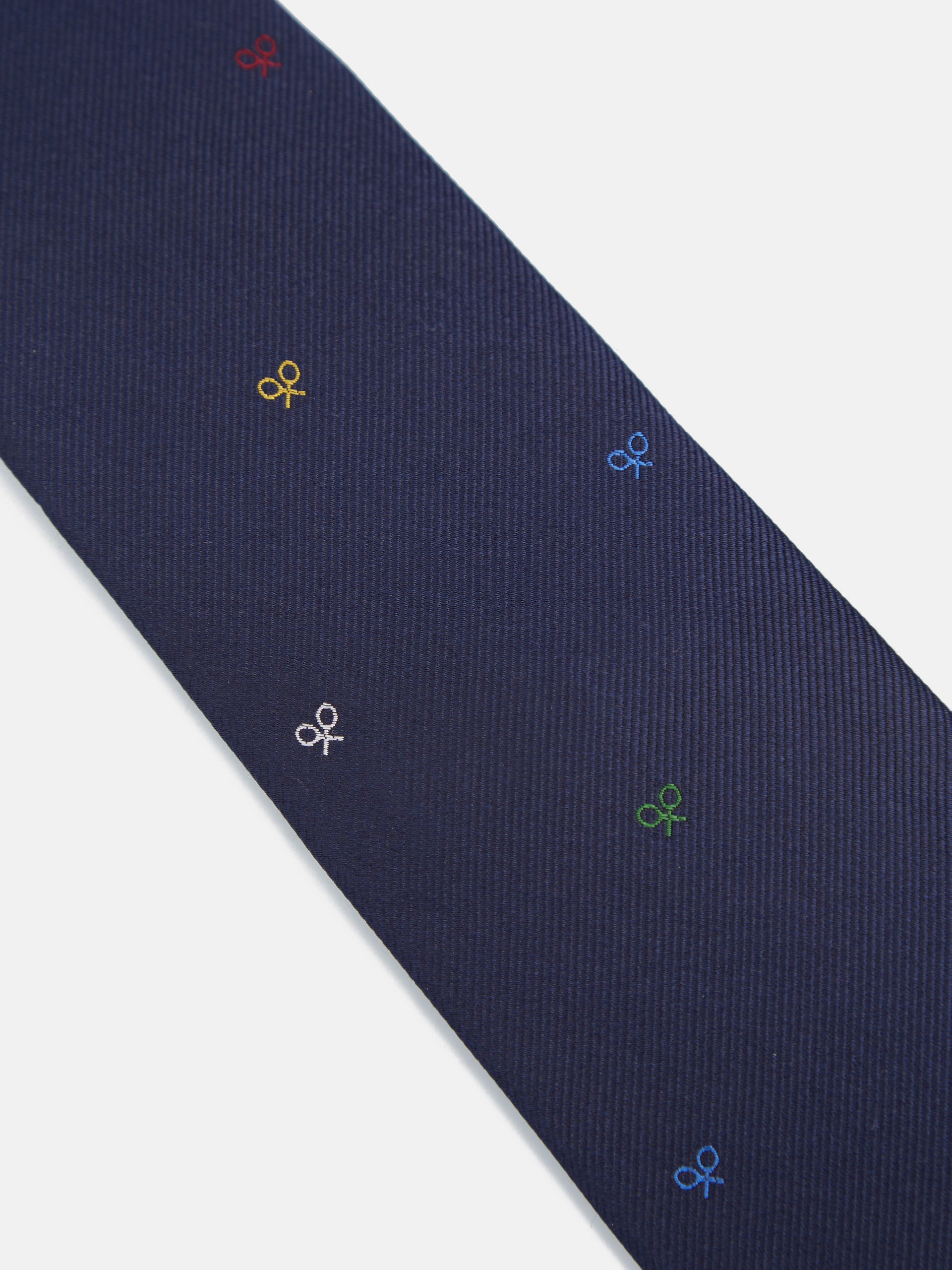 Cravate en silbon à motifs raquettes multicolores