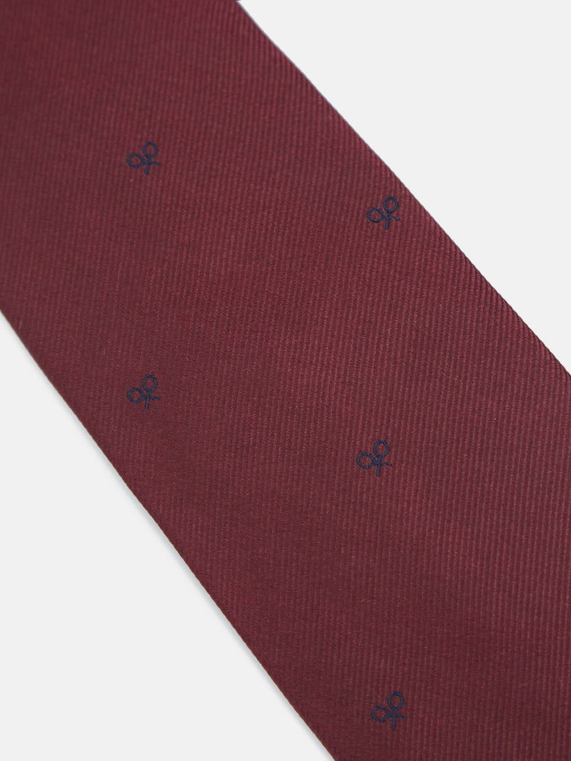Cravate Silbon motifs raquettes bordeaux