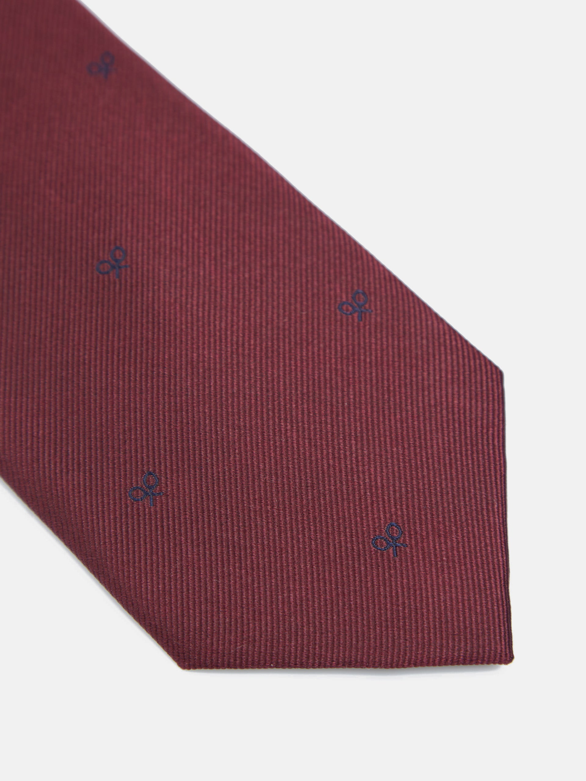 Silbon tie with burgundy racket motifs