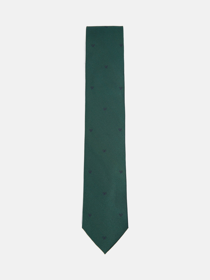 Silbon tie with green racket motifs