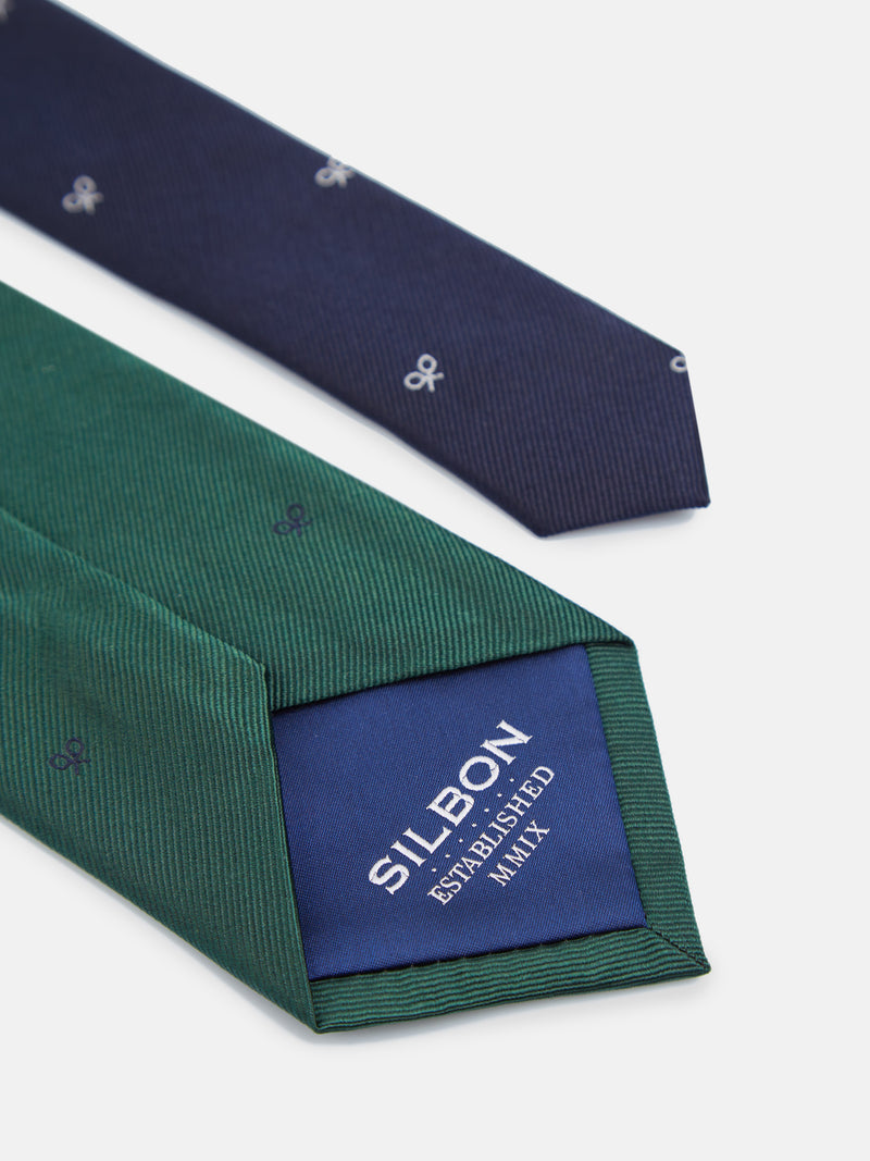 Silbon tie with green racket motifs
