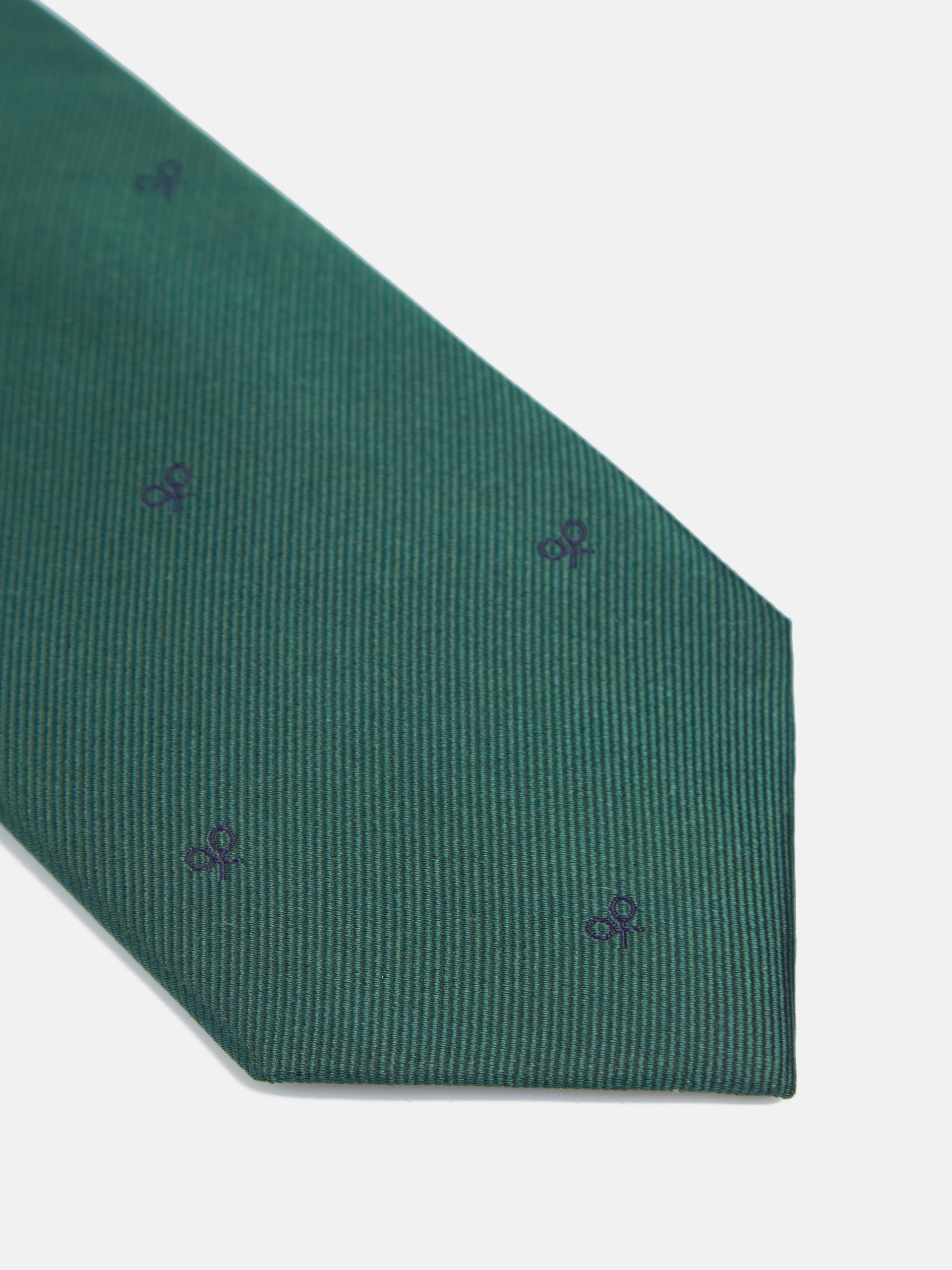 Silbon tie with green racket motifs