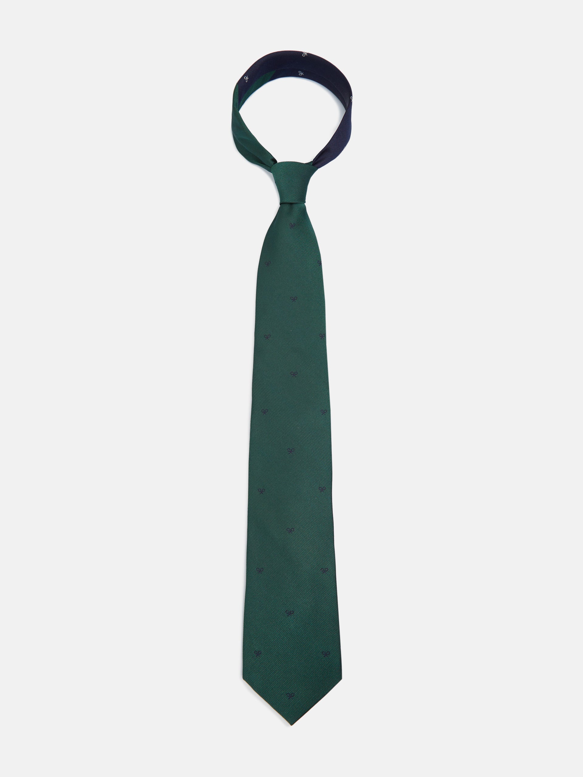 Cravate en silbon à motifs raquettes vertes