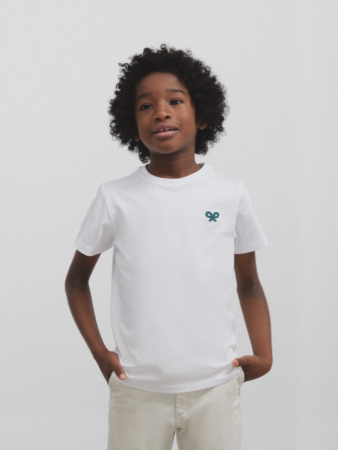 T-shirt enfant logo ethnique blanc