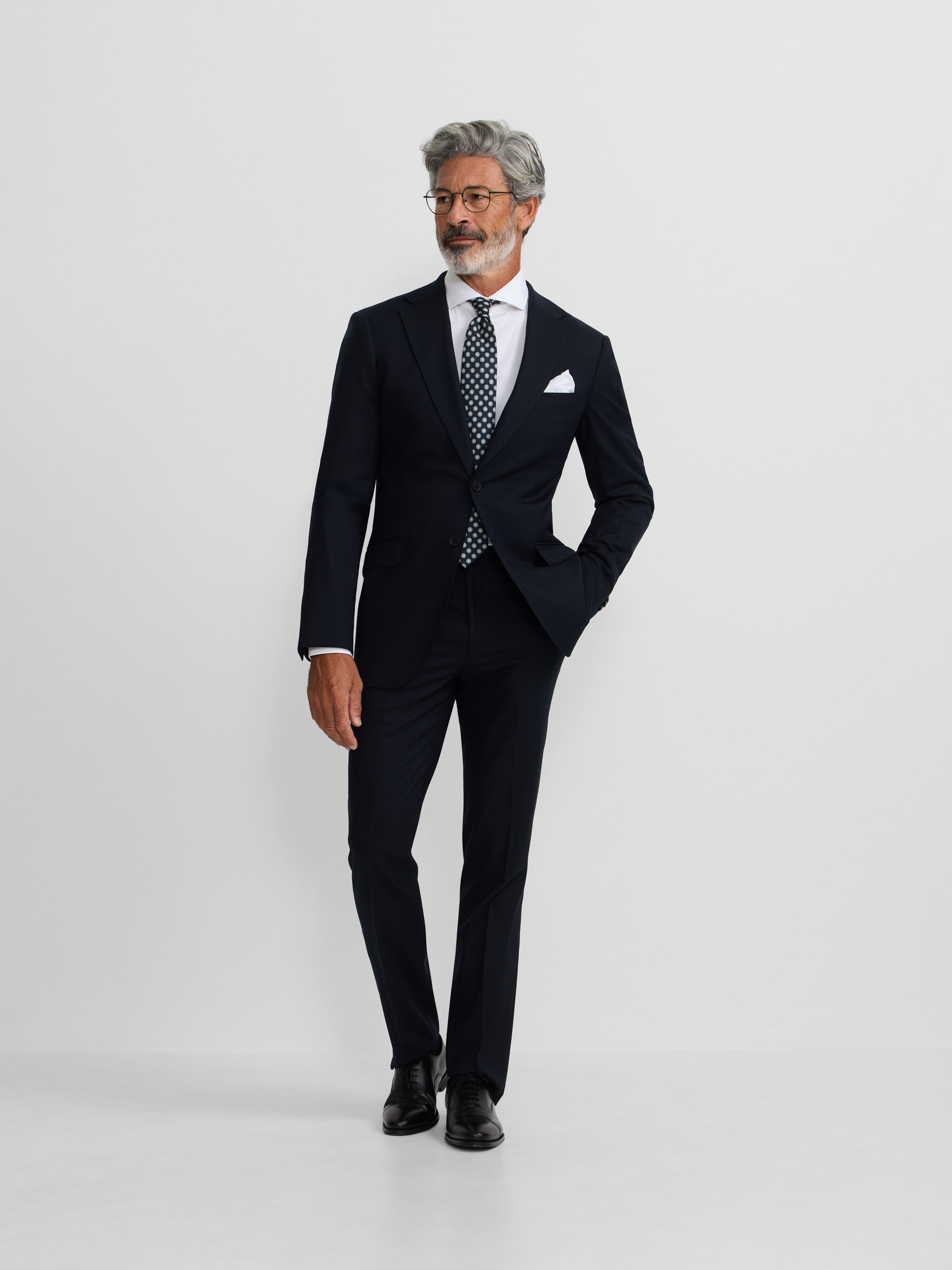 Natural stretch dark navy suit jacket