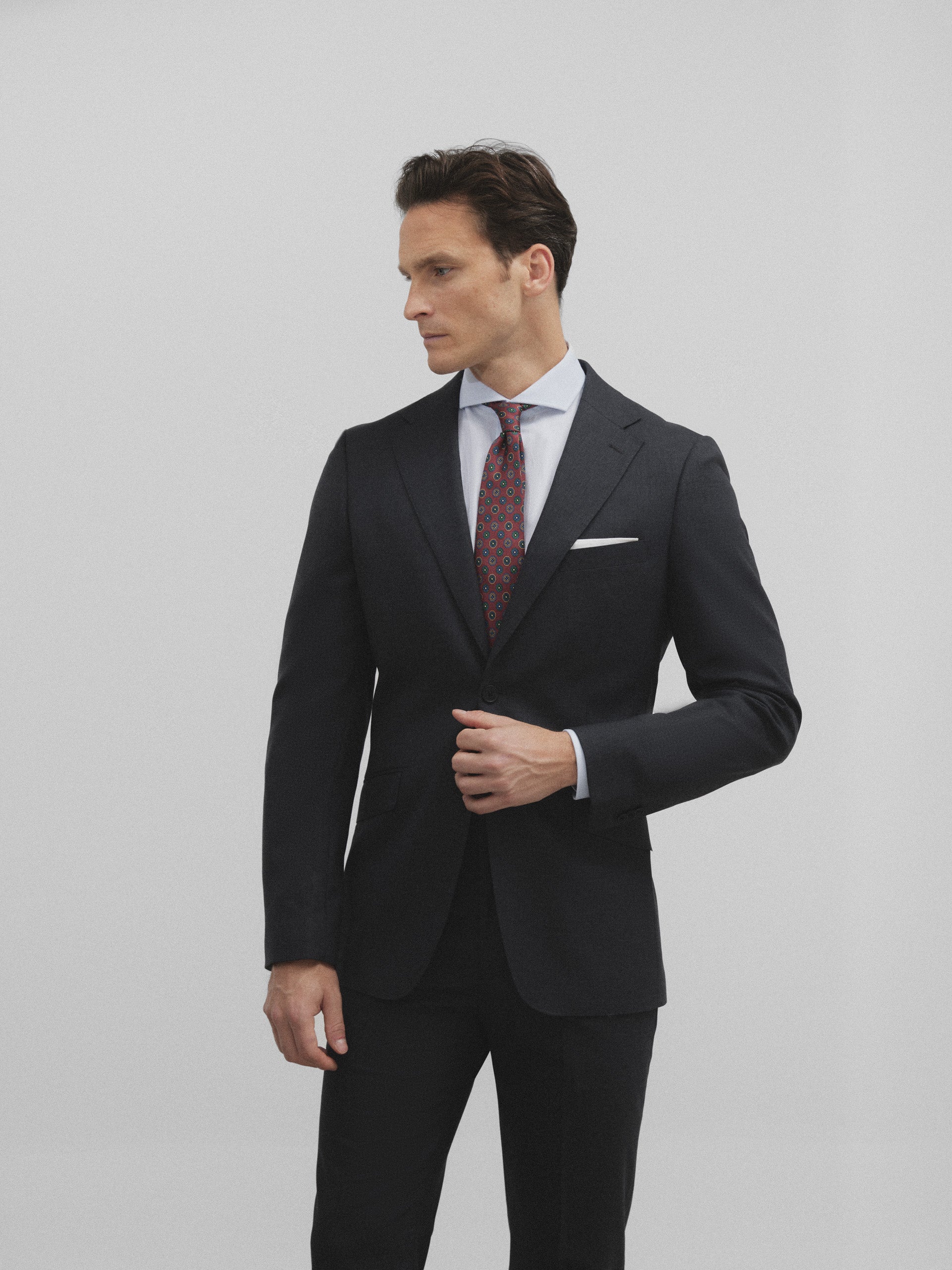 Gray natural stretch suit jacket