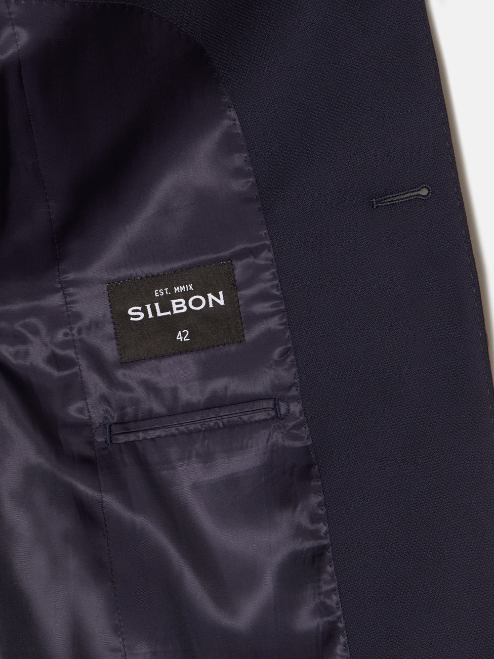 Navy blue structured suit jacket