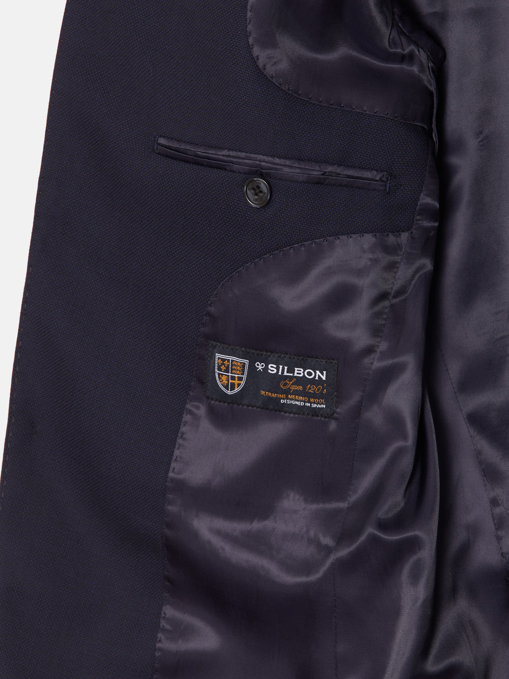 Navy blue structured suit jacket