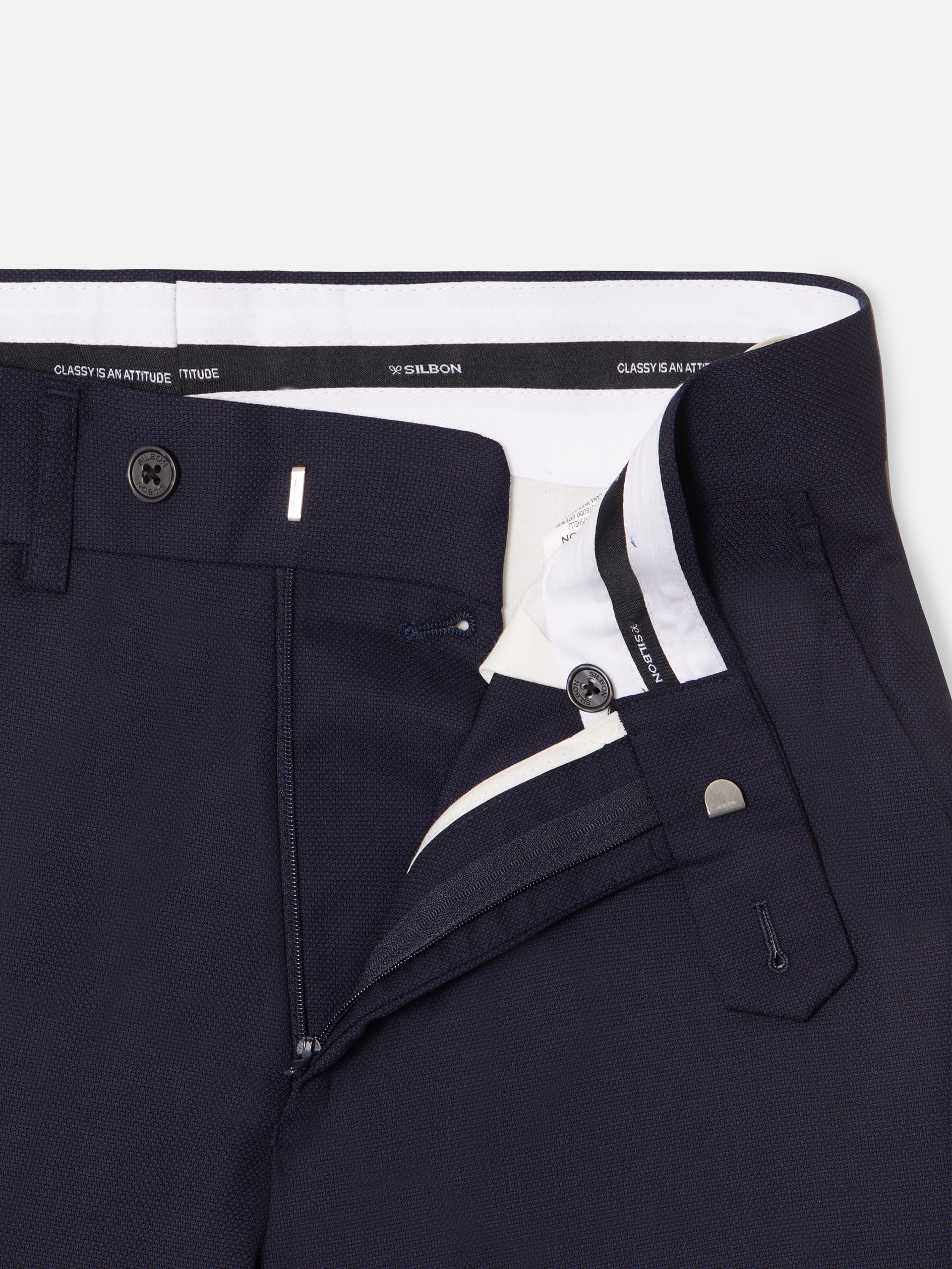 Navy blue structured suit pants