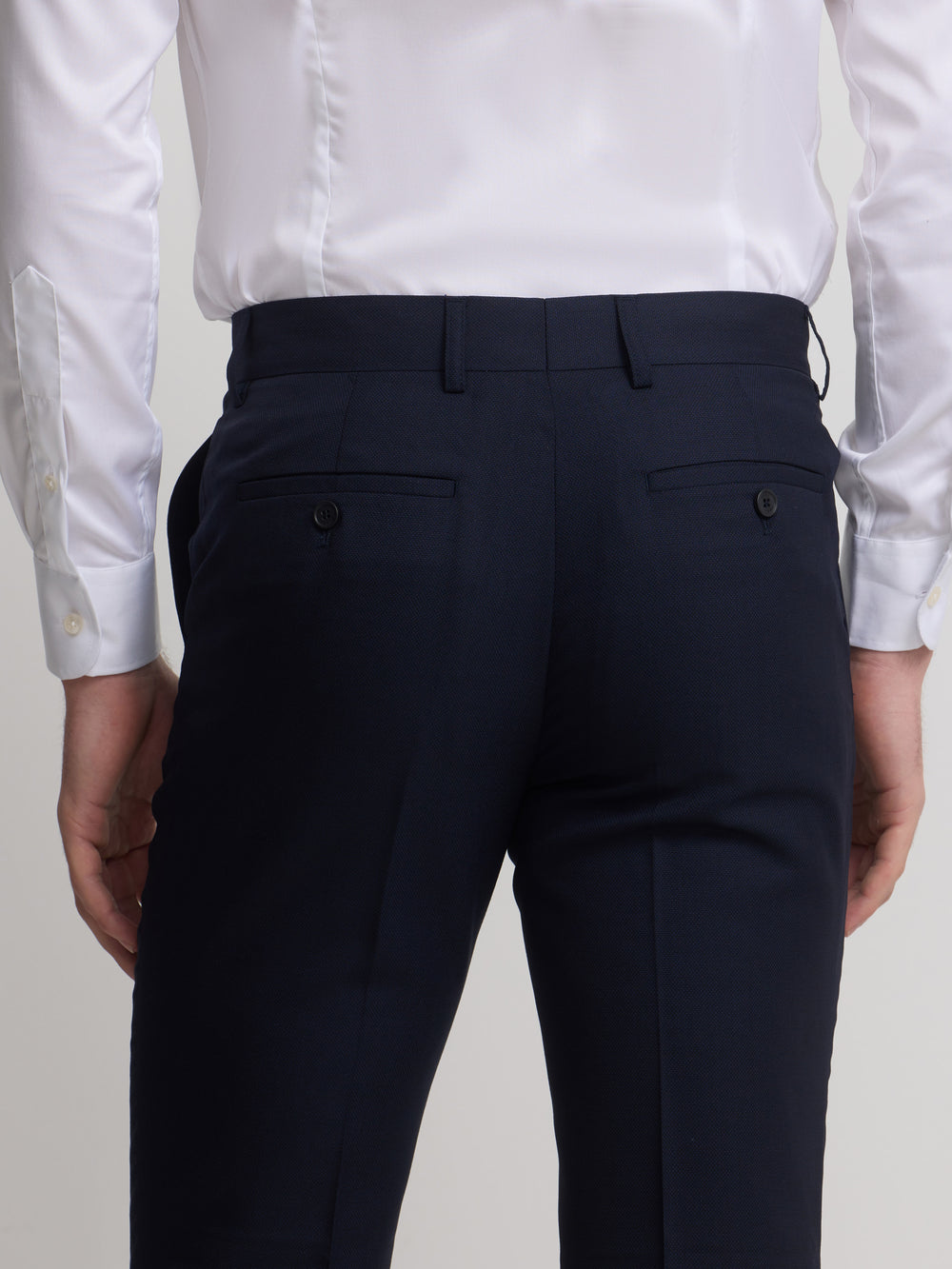 Navy blue structured suit pants