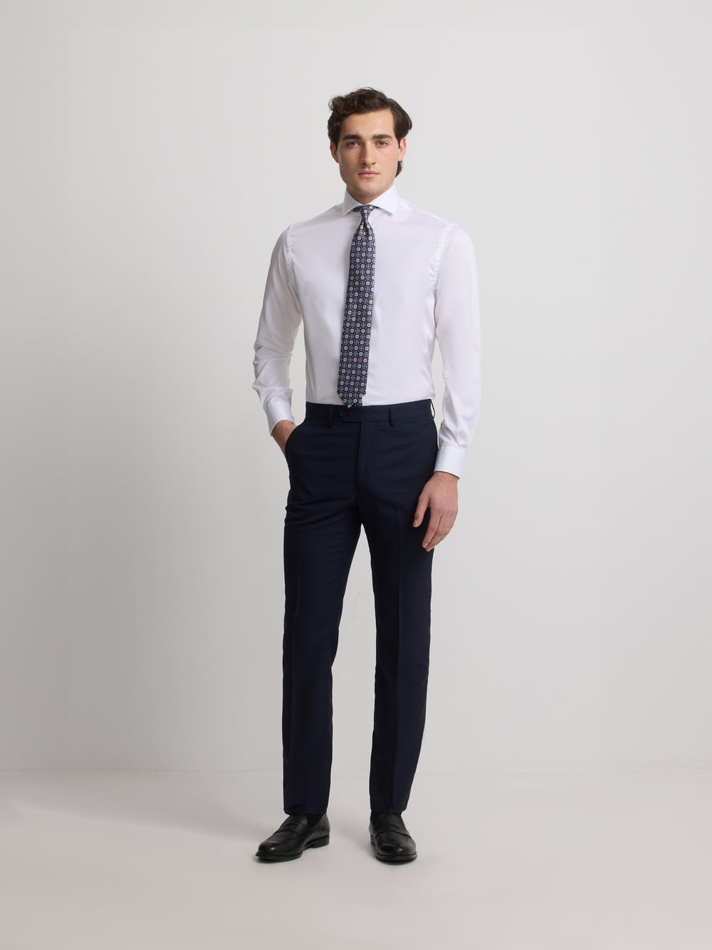 Navy blue structured suit pants