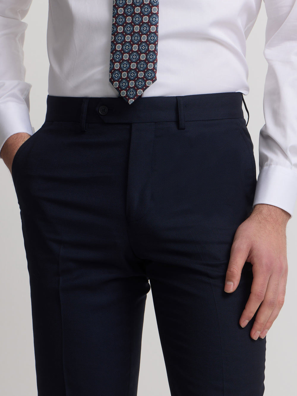 Navy blue structured suit pants