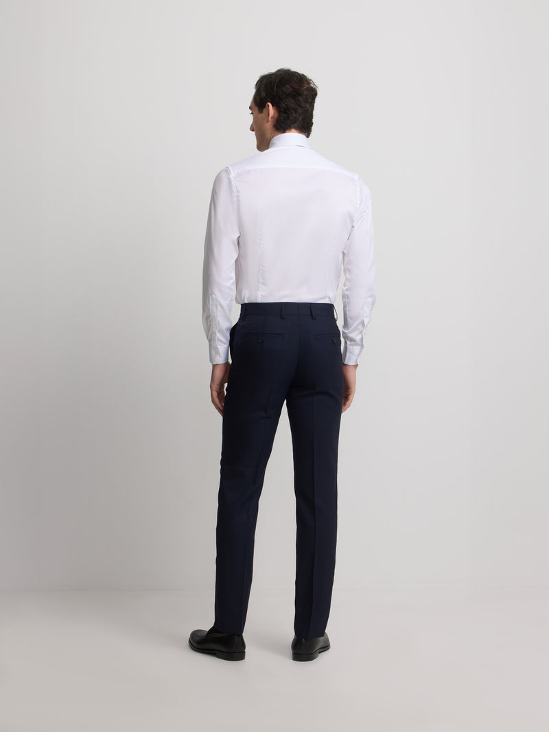 Navy blue structured suit trousers