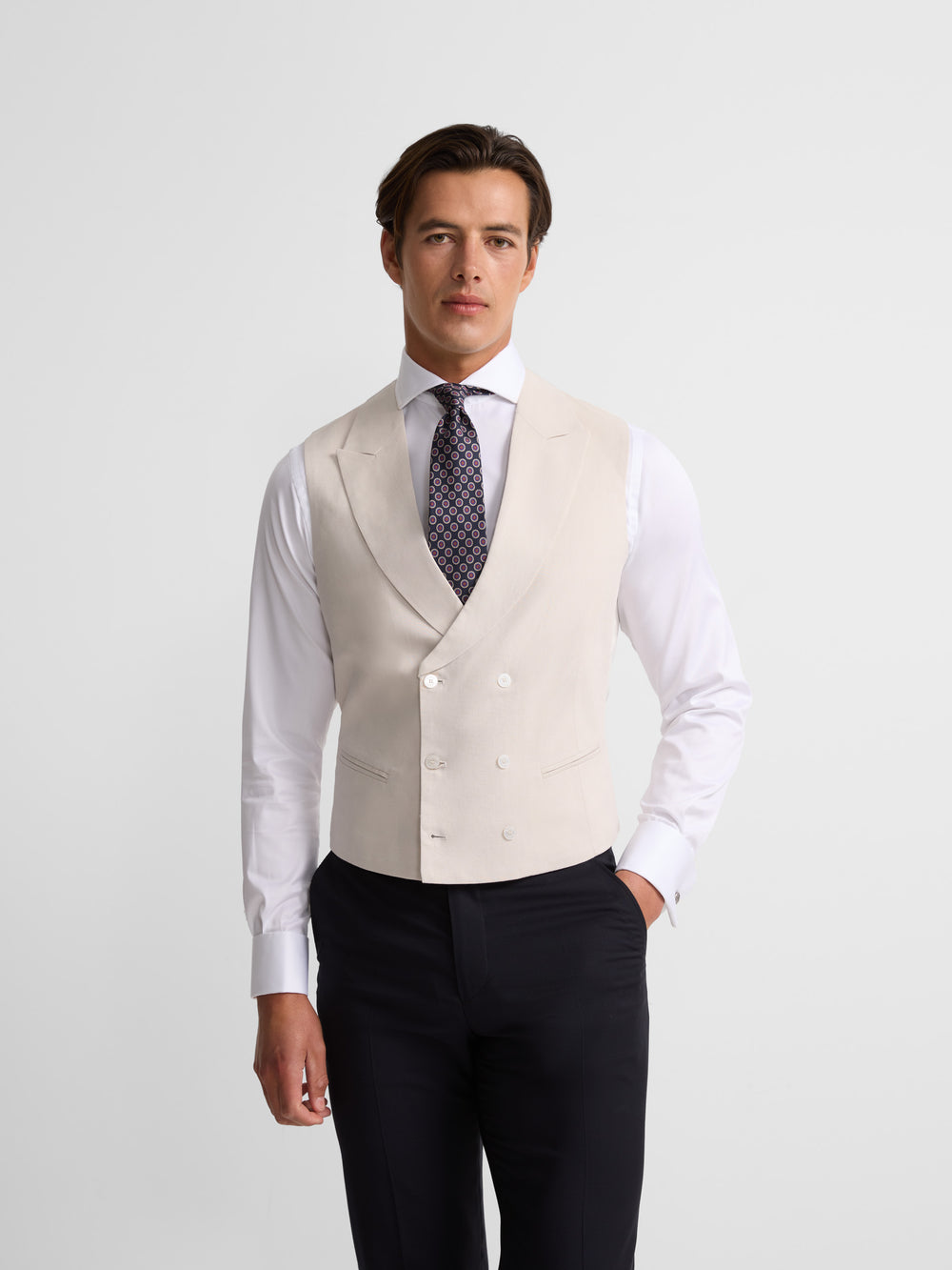 Chaleco chaque clasico gris perla