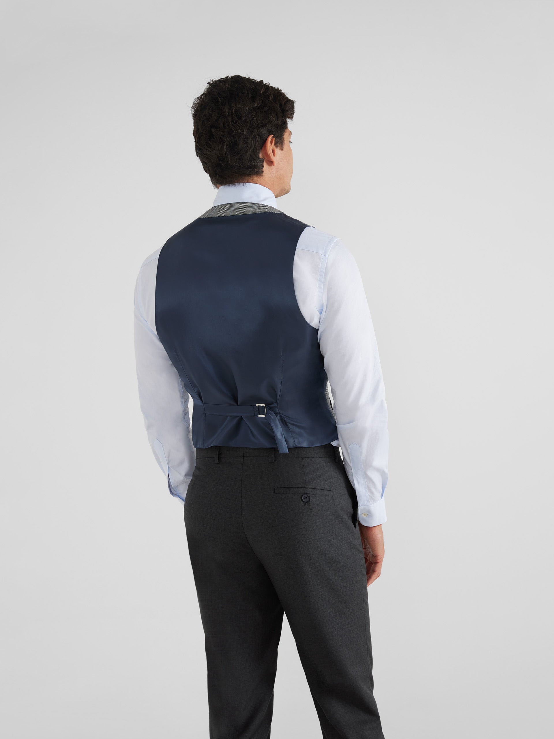 Gray prince of wales tailoring jacket vest