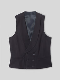 Navy blue stretch dress vest with round neck