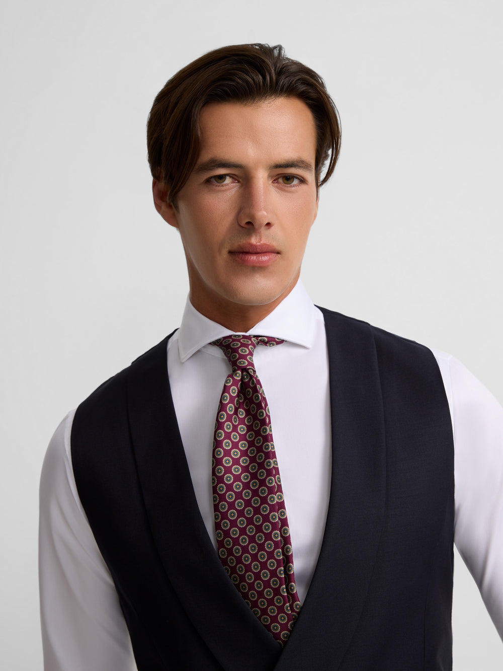 Chaleco vestir stretch cuello redondo azul marino